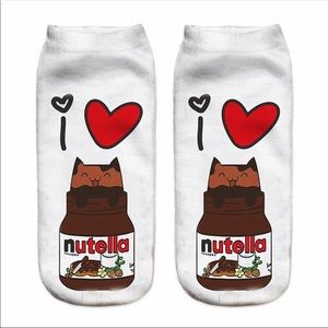 New Funny 3d Print Socks Cute 3D White "nutella"